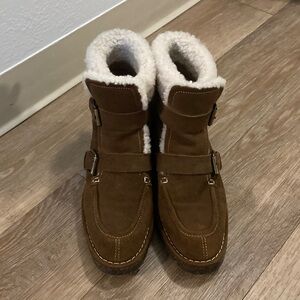 Donald Pliner Women's Elix Calf Suede Ankle Boot Saddle - Medium